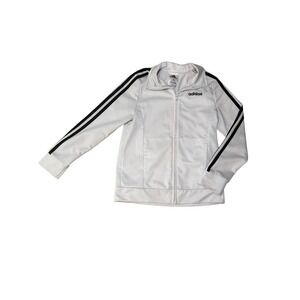 2/$15 🛑 Kids Adidas Track Jacket White Black Stripes Full Zip Size 10-12